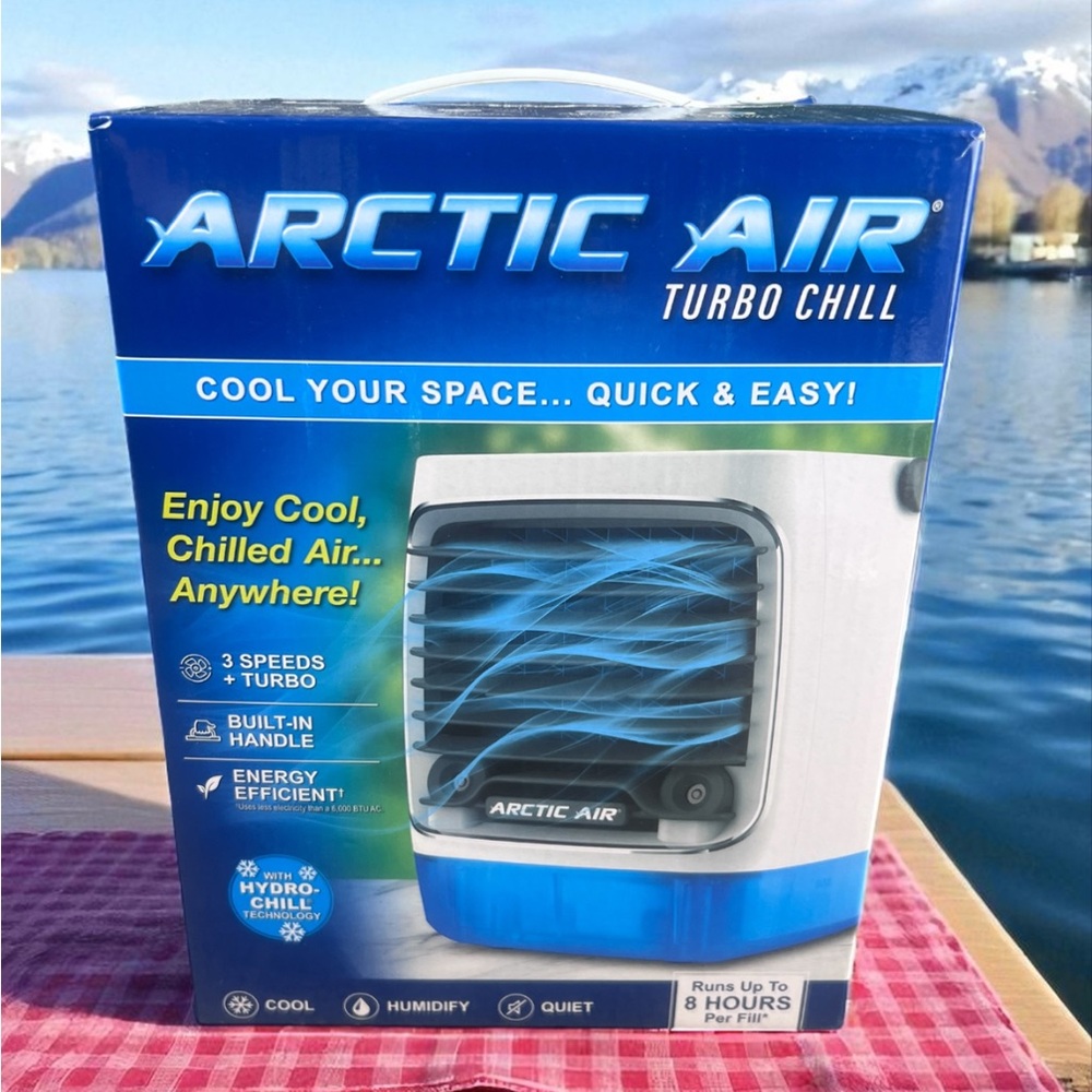 ❄️ Arctic Air Turbo Chill Portable Cooler Fan – 4 Speeds, New in Box 🌬️💙